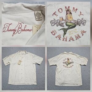 Tommy Bahama Ltd Ed Mens Beige Silk Shirt L Tail Ale Mermaid Hawaiian NWT